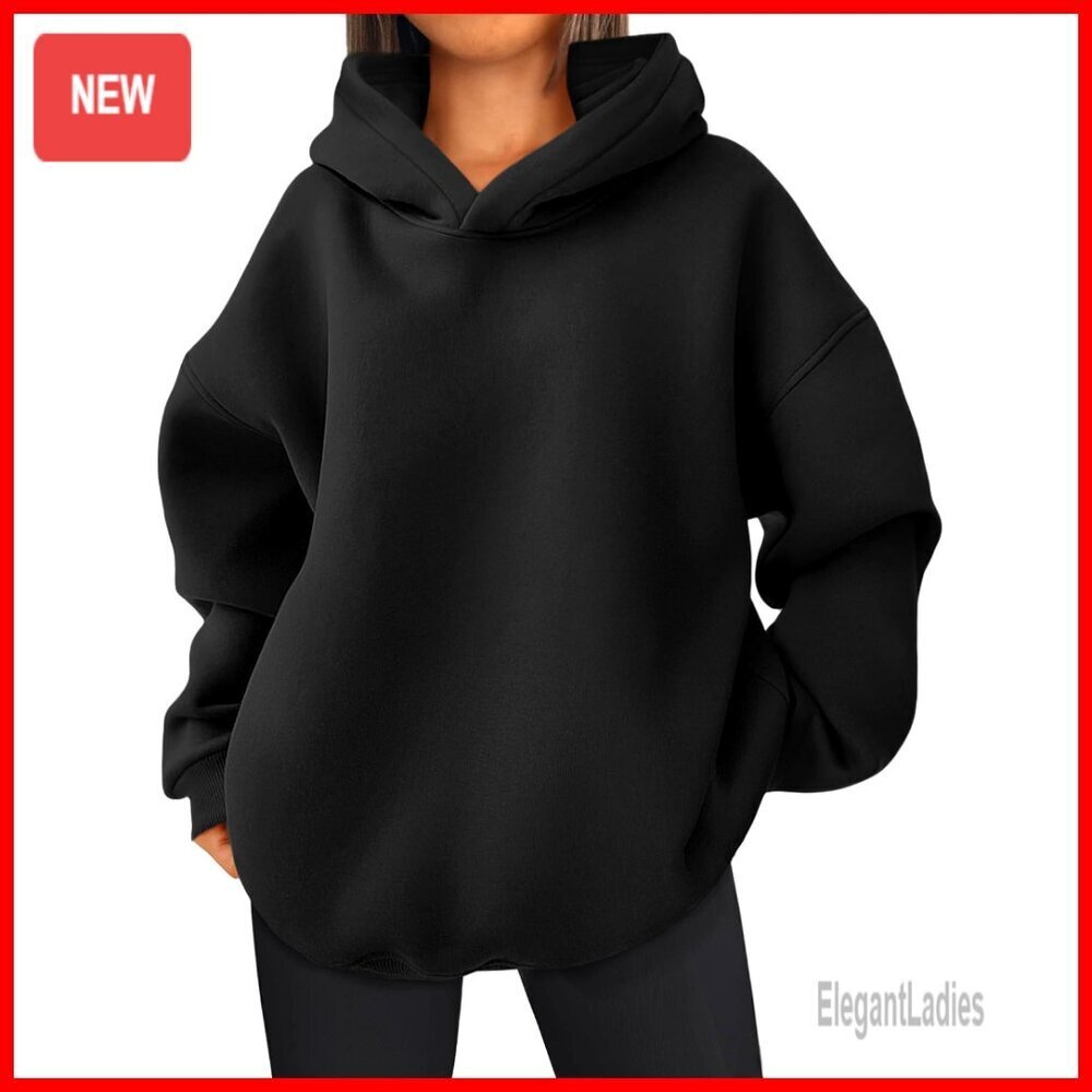 Oversized Fleece Hoodie with Pockets, Loose Fit, Long Sleeve Pullover